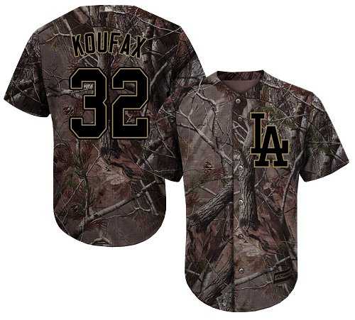 Men's Los Angeles Dodgers #32 Sandy Koufax Camo Realtree Collection Cool Base Stitched MLB