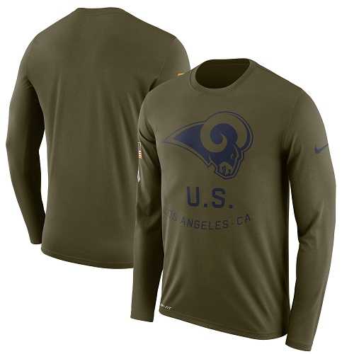 Men's Los Angeles Rams Nike Olive Salute to Service Sideline Legend Performance Long Sleeve T-Shirt