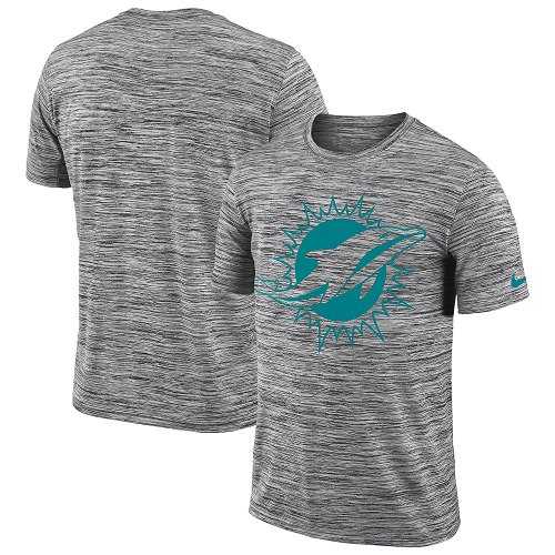 Men's Miami Dolphins Nike Heathered Black Sideline Legend Velocity Travel Performance T-Shirt