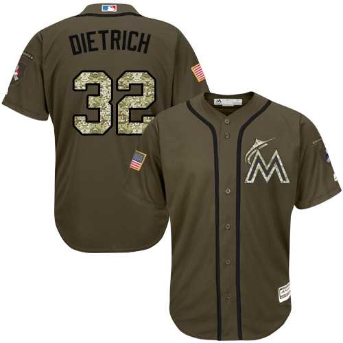 Men's Miami Marlins #32 Derek Dietrich Green Salute to Service Stitched Baseball Jersey