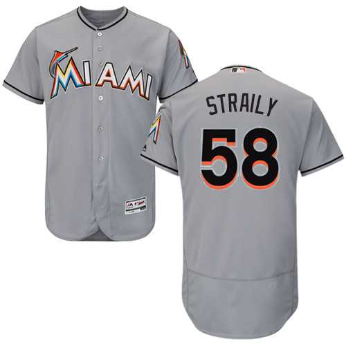 Men's Miami Marlins #58 Dan Straily Grey Flexbase Authentic Collection Stitched Baseball Jersey