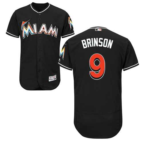 Men's Miami Marlins #9 Lewis Brinson Black Flexbase Authentic Collection Stitched MLB Jersey