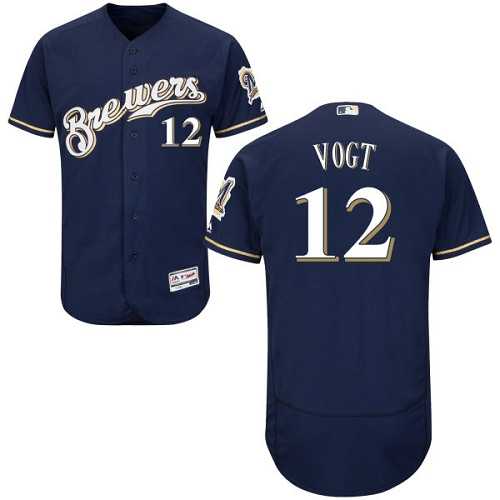 Men's Milwaukee Brewers #12 Stephen Vogt Navy Blue Flexbase Authentic Collection Stitched MLB