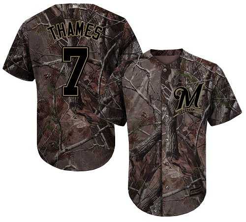 Men's Milwaukee Brewers #7 Eric Thames Camo Realtree Collection Cool Base Stitched MLB