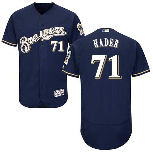 Men's Milwaukee Brewers #71 Josh Hader Navy Blue Flexbase Authentic Collection Stitched MLB