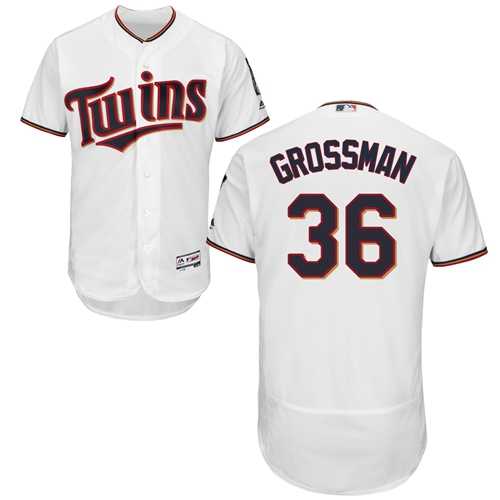 Men's Minnesota Twins #36 Robbie Grossman White Flexbase Authentic Collection Stitched MLB Jersey