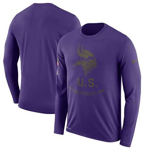 Men's Minnesota Vikings Nike Purple Salute to Service Sideline Legend Performance Long Sleeve T-Shirt