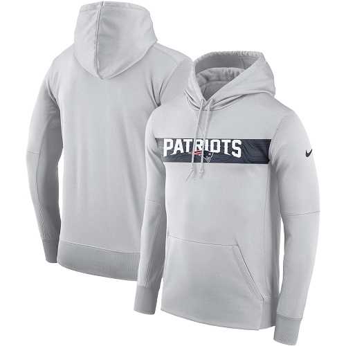 Men's New England Patriots Nike Gray Sideline Team Performance Pullover Hoodie