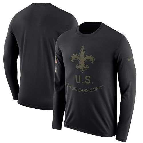 Men's New Orleans Saints Nike Black Salute to Service Sideline Legend Performance Long Sleeve T-Shirt