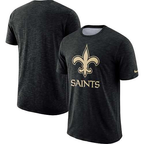 Men's New Orleans Saints Nike Black Sideline Cotton Slub Performance T-Shirt