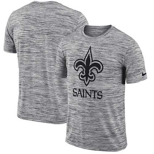 Men's New Orleans Saints Nike Heathered Black Sideline Legend Velocity Travel Performance T-Shirt