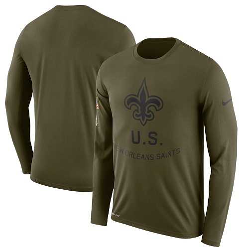 Men's New Orleans Saints Nike Olive Salute to Service Sideline Legend Performance Long Sleeve T-Shirt