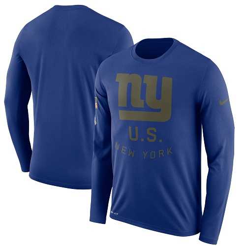 Men's New York Giants Nike Royal Salute to Service Sideline Legend Performance Long Sleeve T-Shirt