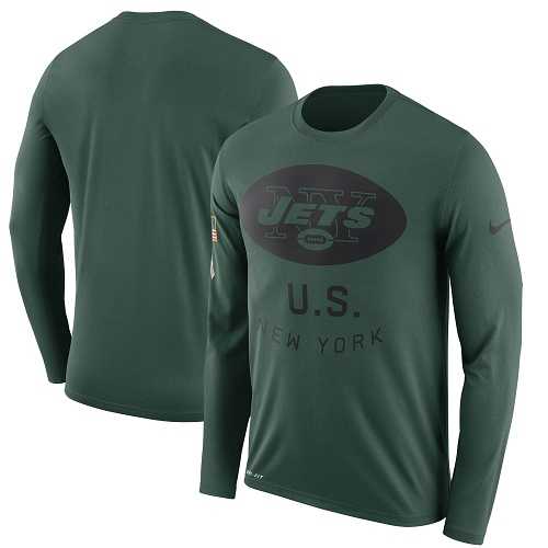 Men's New York Jets Nike Green Salute to Service Sideline Legend Performance Long Sleeve T-Shirt