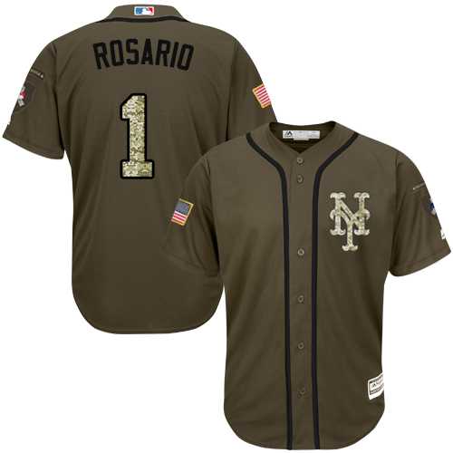 Men's New York Mets #1 Amed Rosario Green Salute to Service Stitched MLB Jersey