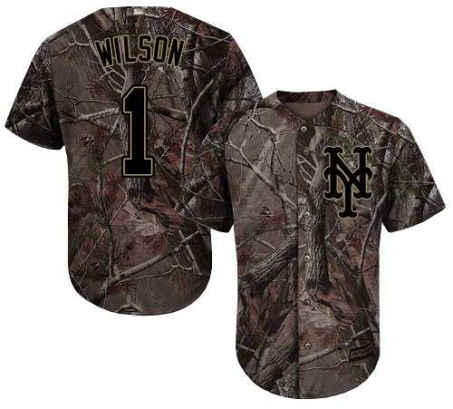 Men's New York Mets #1 Mookie Wilson Camo Realtree Collection Cool Base Stitched MLB
