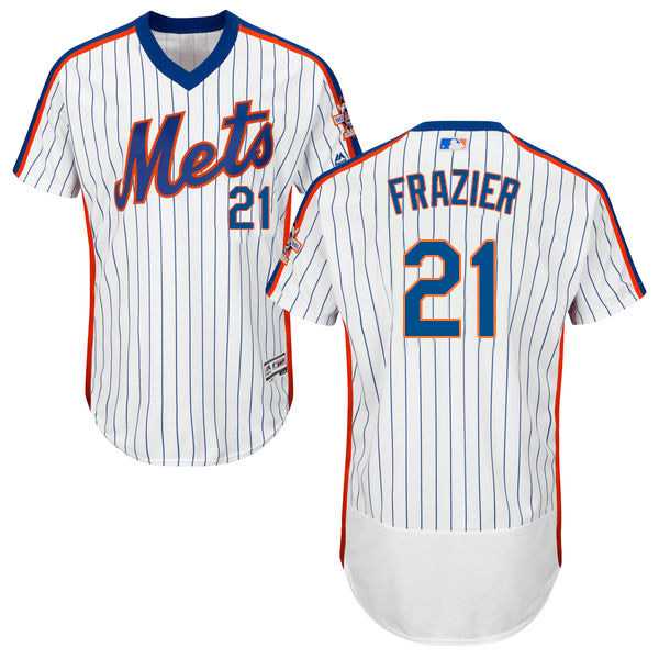 Men's New York Mets #21 Todd Frazier White(Blue Strip) Flexbase Authentic Collection Alternate Stitched MLB