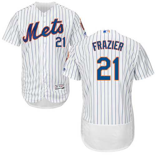 Men's New York Mets #21 Todd Frazier White(Blue Strip) Flexbase Authentic Collection Stitched MLB