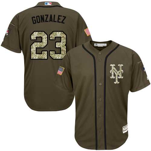 Men's New York Mets #23 Adrian Gonzalez Green Salute to Service Stitched MLB