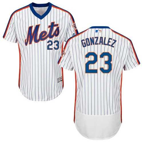 Men's New York Mets #23 Adrian Gonzalez White(Blue Strip) Flexbase Authentic Collection Alternate Stitched MLB