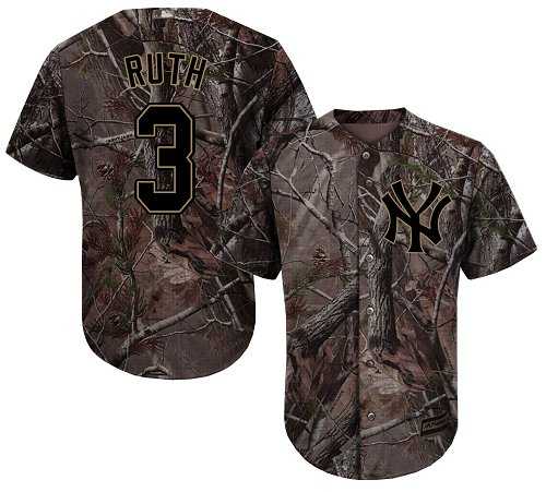 Men's New York Yankees #3 Babe Ruth Camo Realtree Collection Cool Base Stitched MLB