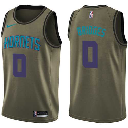 Men's Nike Charlotte Hornets #0 Miles Bridges Green NBA Swingman Salute to Service Jersey