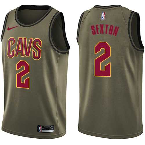 Men's Nike Cleveland Cavaliers #2 Collin Sexton Green NBA Swingman Salute to Service Jersey