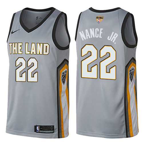 Men's Nike Cleveland Cavaliers #22 Larry Nance Jr. Gray The Finals Patch NBA Swingman City Edition Jersey