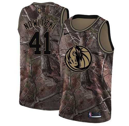Men's Nike Dallas Mavericks #41 Dirk Nowitzki Camo NBA Swingman Realtree Collection Jersey