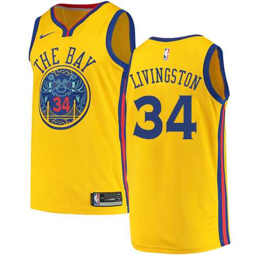 Men's Nike Golden State Warriors #34 Shaun Livingston Gold NBA Swingman City Edition Jersey