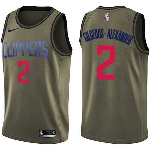 Men's Nike Los Angeles Clippers #2 Shai Gilgeous-Alexander Green NBA Swingman Salute to Service Jersey