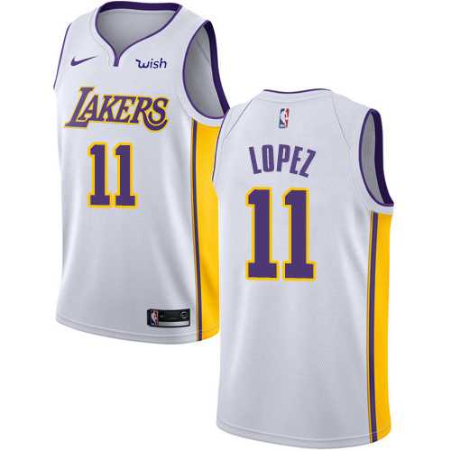 Men's Nike Los Angeles Lakers #11 Brook Lopez White NBA Swingman Association Edition Jersey