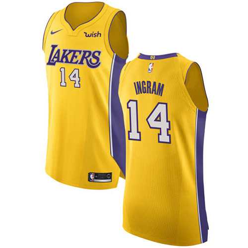 Men's Nike Los Angeles Lakers #14 Brandon Ingram Gold NBA Authentic Icon Edition Jersey