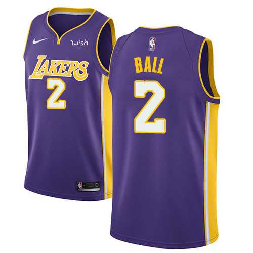 Men's Nike Los Angeles Lakers #2 Lonzo Ball Purple NBA Swingman Statement Edition Jersey