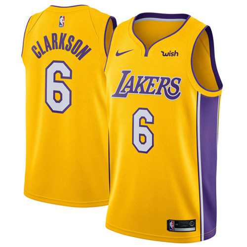 Men's Nike Los Angeles Lakers #6 Jordan Clarkson Gold NBA Swingman Icon Edition Jersey