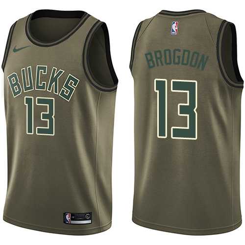 Men's Nike Milwaukee Bucks #13 Malcolm Brogdon Green Salute to Service NBA Swingman Jersey