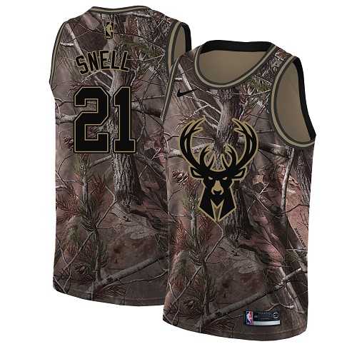 Men's Nike Milwaukee Bucks #21 Tony Snell Camo NBA Swingman Realtree Collection Jersey