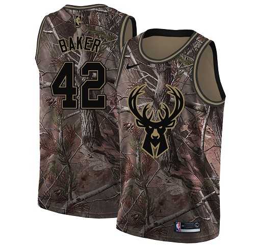 Men's Nike Milwaukee Bucks #42 Vin Baker Camo NBA Swingman Realtree Collection Jersey