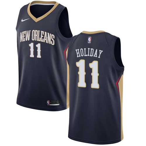 Men's Nike New Orleans Pelicans #11 Jrue Holiday Navy NBA Swingman Icon Edition Jersey