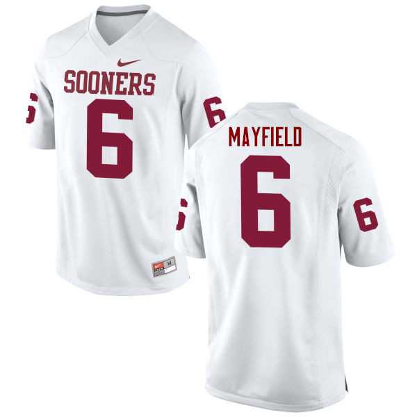 Men's Nike Oklahoma Sooners #6 Baker Mayfield College Football Jerseys Game NCAA White