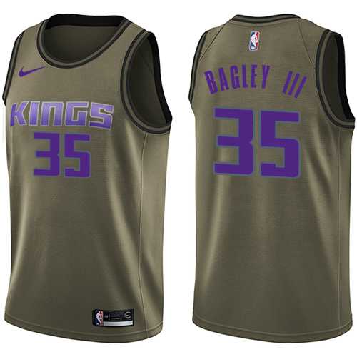 Men's Nike Sacramento Kings #35 Marvin Bagley III Green NBA Swingman Salute to Service Jersey