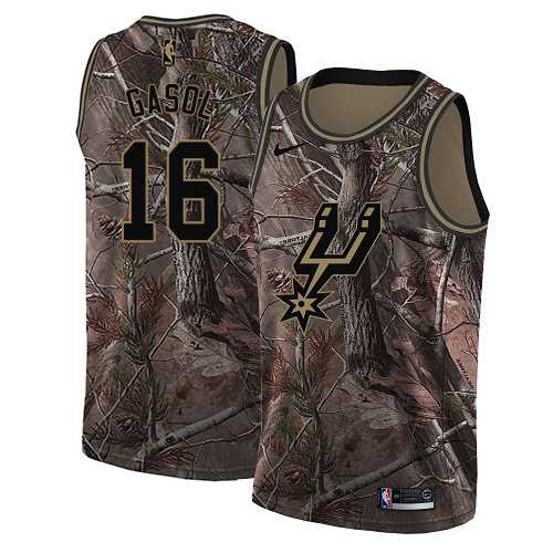 Men's Nike San Antonio Spurs #16 Pau Gasol Camo NBA Swingman Realtree Collection Jersey