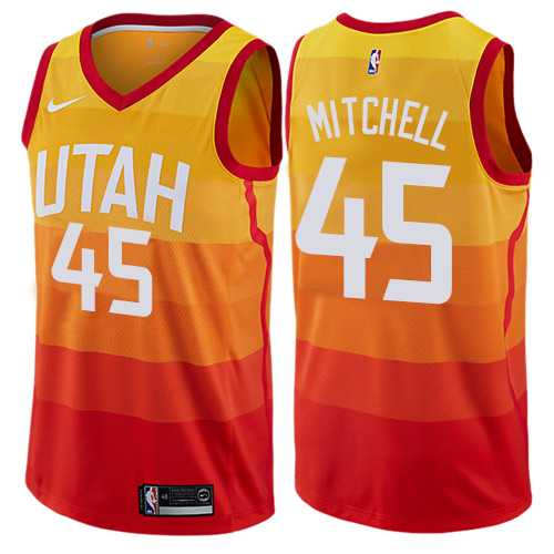 Men's Nike Utah Jazz #45 Donovan Mitchell Orange NBA Swingman City Edition Jersey