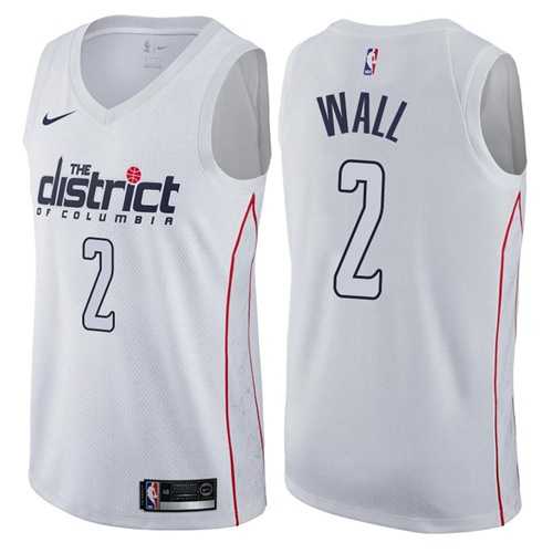 Men's Nike Washington Wizards #2 John Wall White NBA Swingman City Edition Jersey