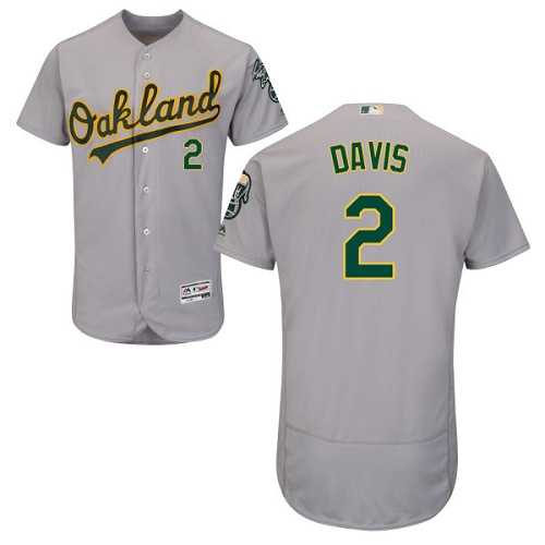 Men's Oakland Athletics #2 Khris Davis Grey Flexbase Authentic Collection Stitched MLB