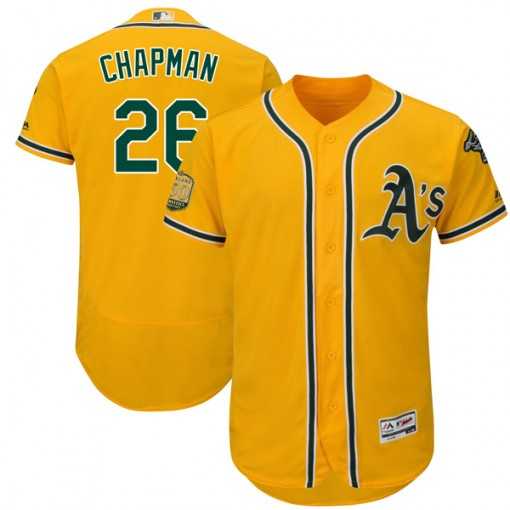 Men's Oakland Athletics #26 Matt Chapman Gold Flexbase Authentic Collection Stitched MLB
