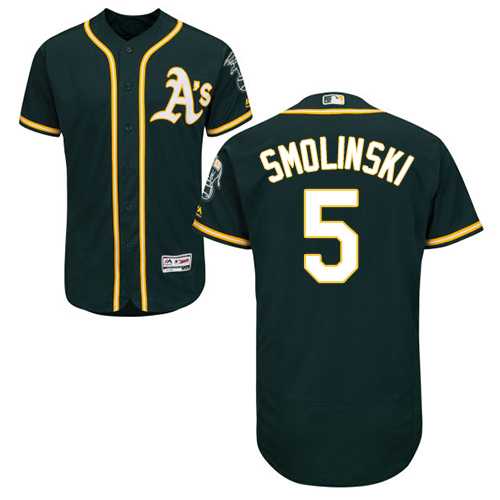 Men's Oakland Athletics #5 Jake Smolinski Green Flexbase Authentic Collection Stitched MLB Jersey