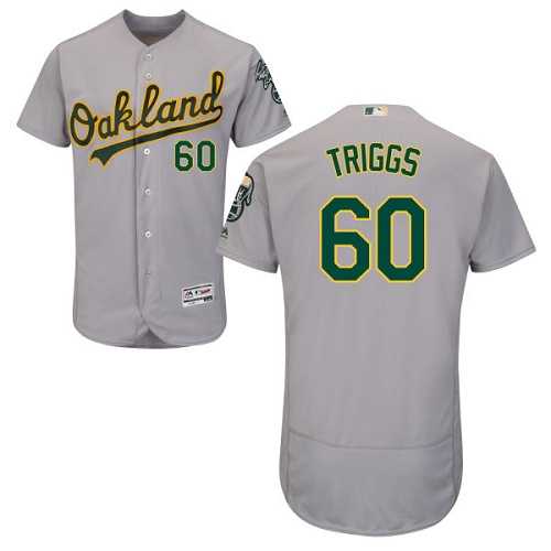 Men's Oakland Athletics #60 Andrew Triggs Grey Flexbase Authentic Collection Stitched MLB