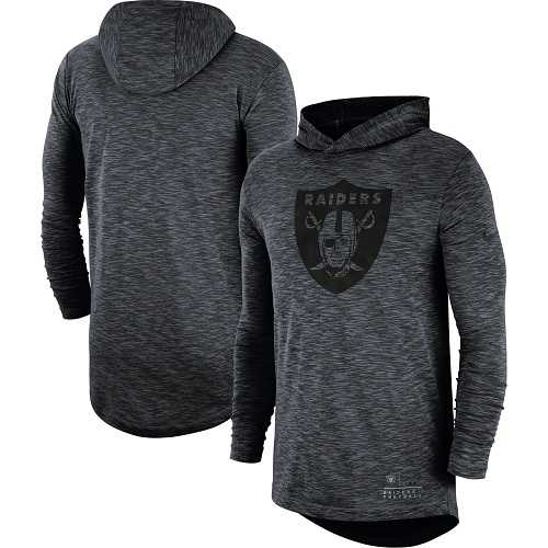 Men's Oakland Raiders Nike Heathered Charcoal Fan Gear Tonal Slub Hooded Long Sleeve T-Shirt