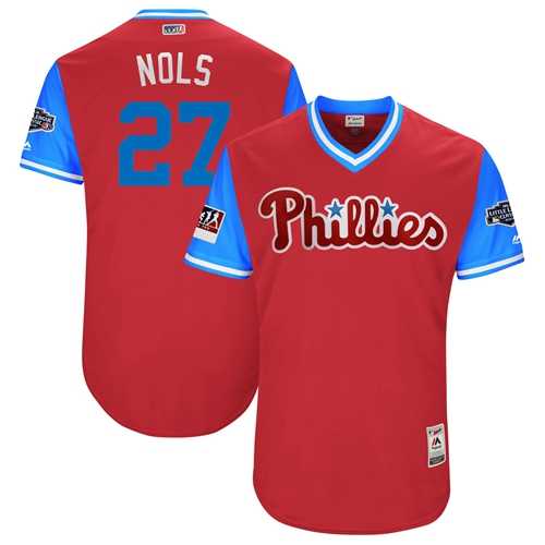 Men's Philadelphia Phillies #27 Aaron Nola Red Nols Players Weekend Authentic Stitched MLB